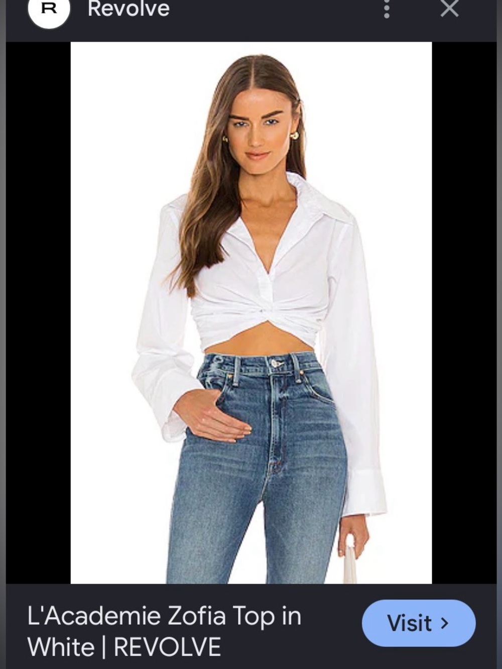 L’Academie Zofia White Tie Front Crop Blouse XS Button Down Long Sleeve Chic Top